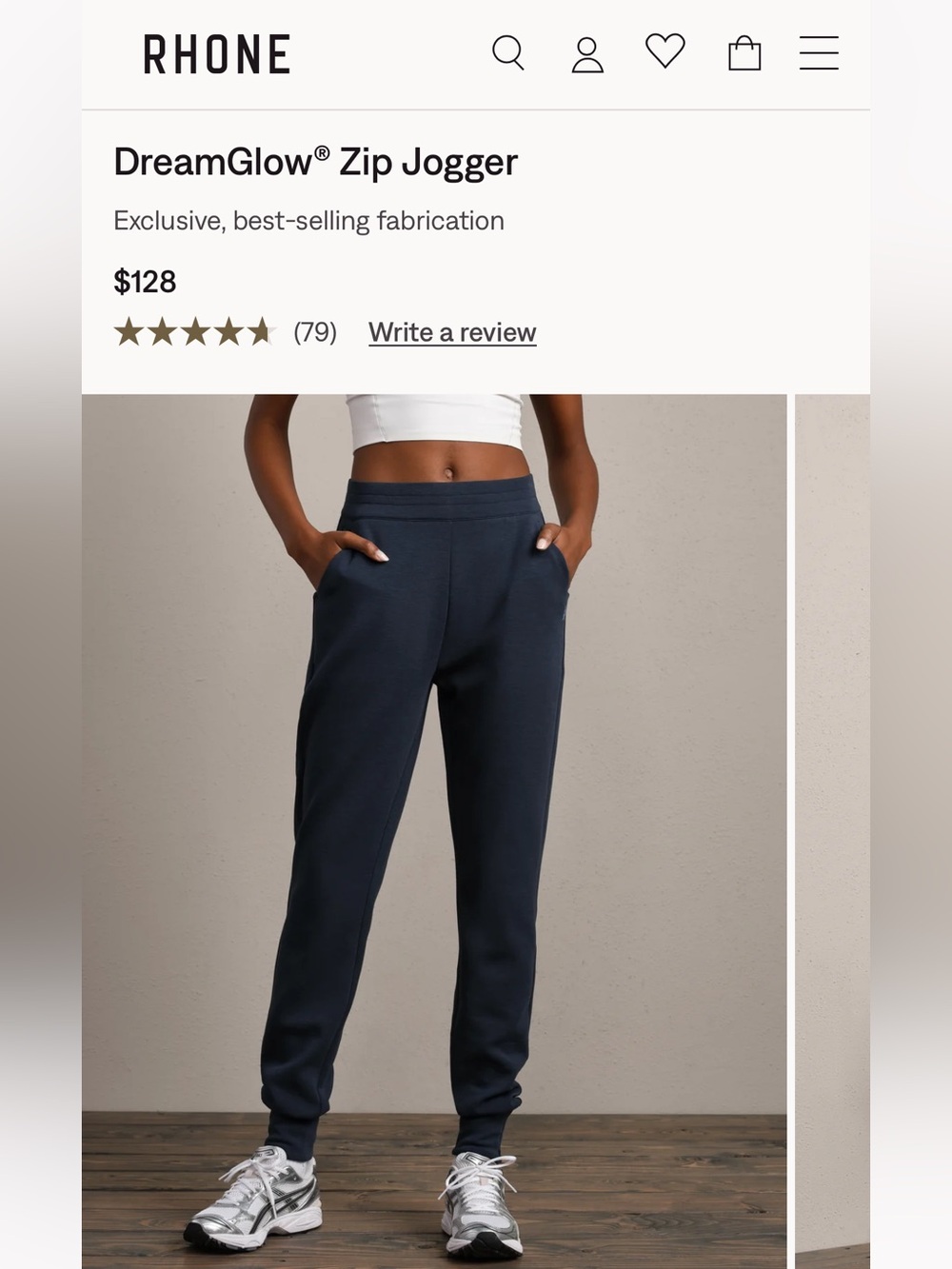 NWOT Rhone Dreamglow Zip Joggers - Navy Blue